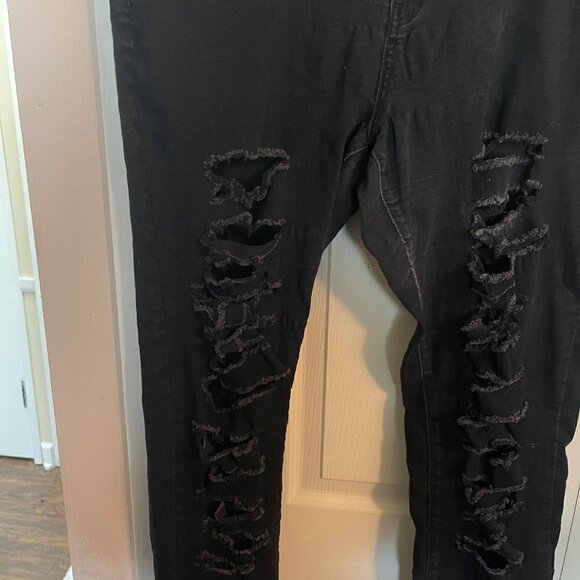 Old Navy Womens Black Distressed Mid-Rise Rockstar Skinny Jeans Plus Size 20 - Picture 6 of 8